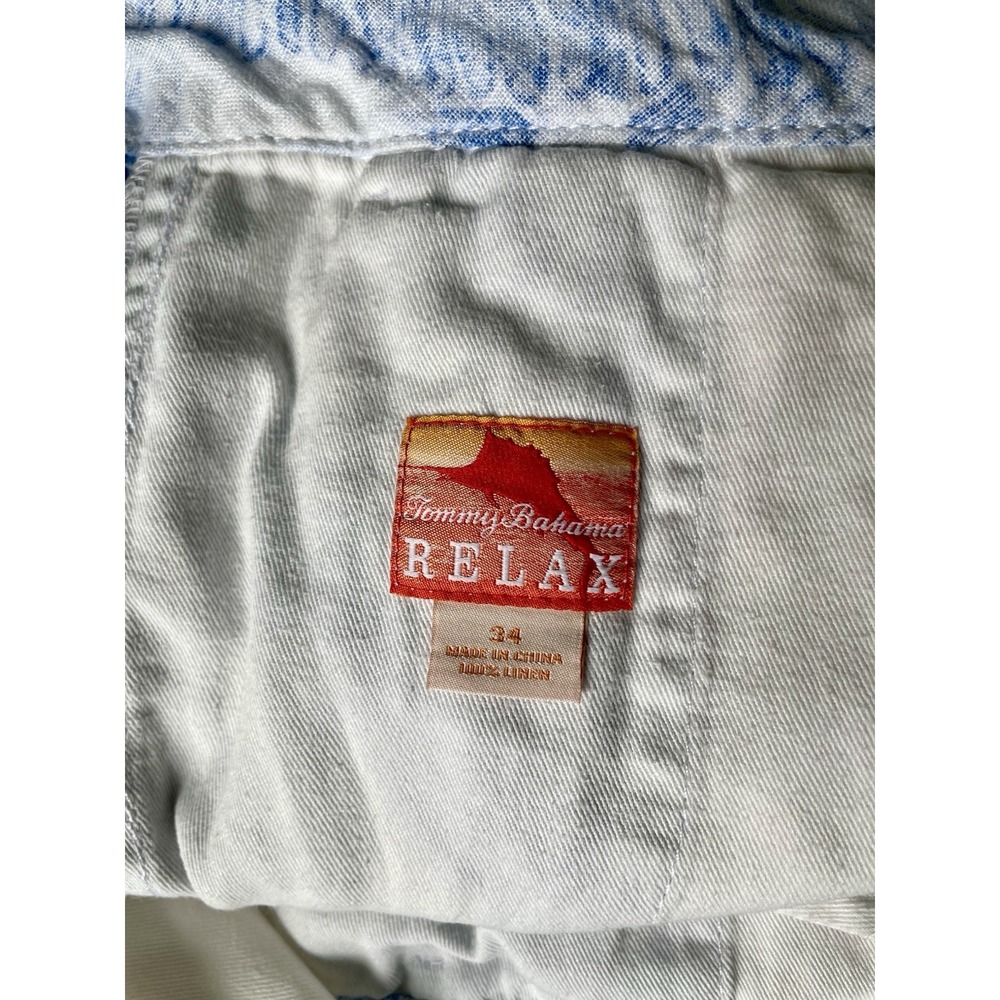 Tommy Bahama Men's Linen Chino Shorts Blue White Floral Button Pockets - Picture 6 of 9